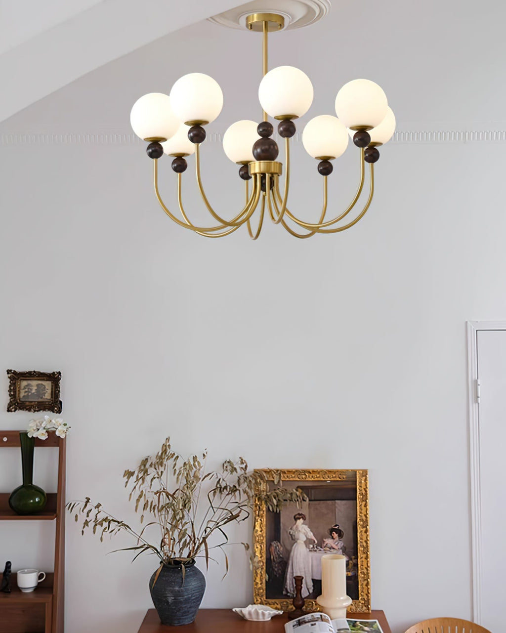 Chandelier Glass Globe Arms Dining Living