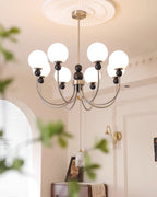 Chandelier Glass Globe Arms Dining Living