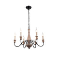 Aella   Industrial Wooden Candle-style Chandelier