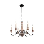 Aella   Industrial Wooden Candle-style Chandelier