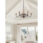 Aella   Industrial Wooden Candle-style Chandelier
