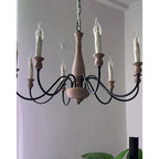 Aella   Industrial Wooden Candle-style Chandelier