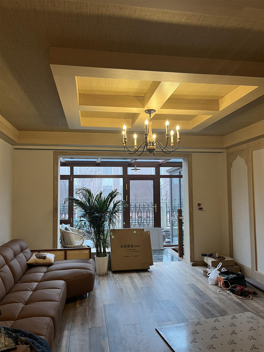 Aella   Industrial Wooden Candle-style Chandelier