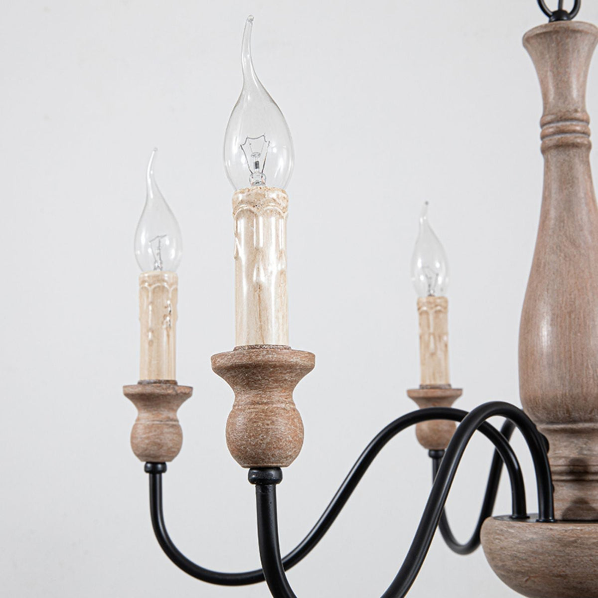 Aella   Industrial Wooden Candle-style Chandelier