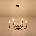 Aella   Industrial Wooden Candle-style Chandelier