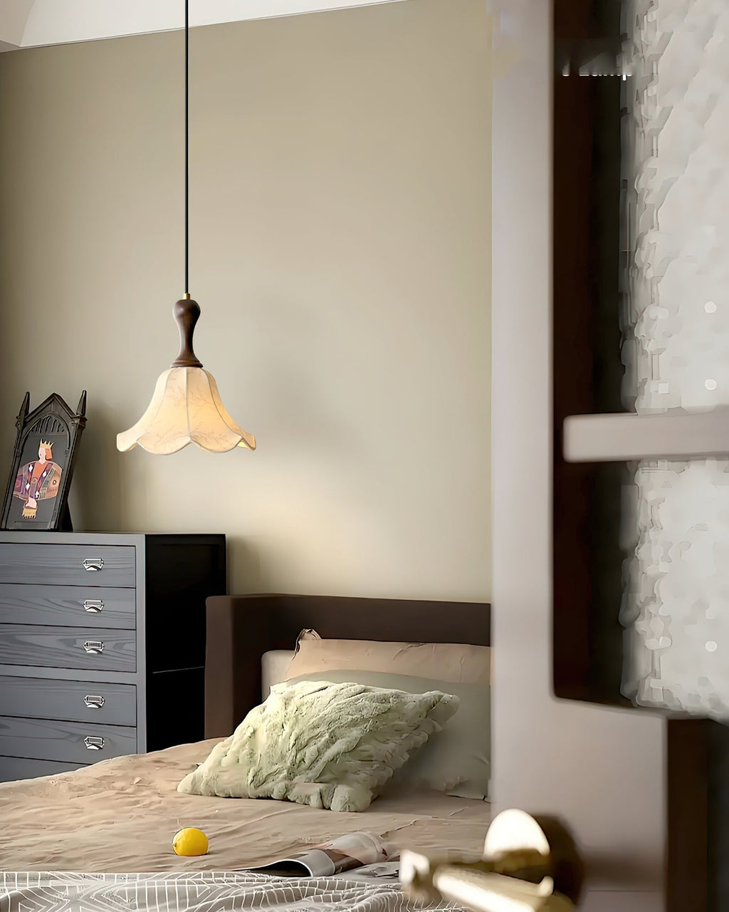Agnes Pendant Light Fabric Shade Floral Pattern Cozy Interiors