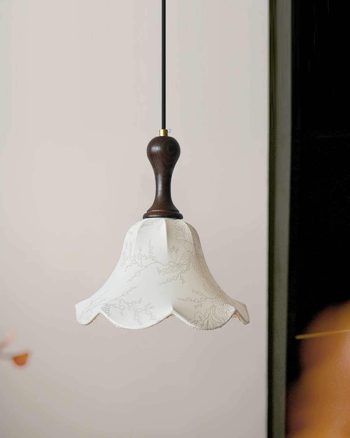 Agnes Pendant Light Fabric Shade Floral Pattern Cozy Interiors