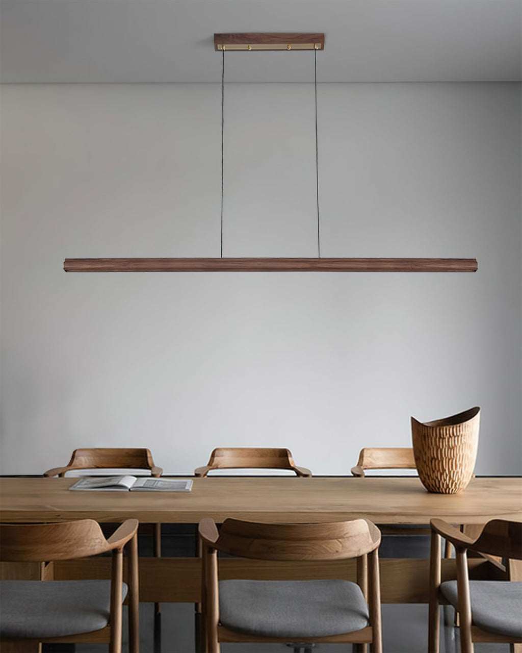 Aimee Cloud Chandelier Wooden Linear Form Minimalist