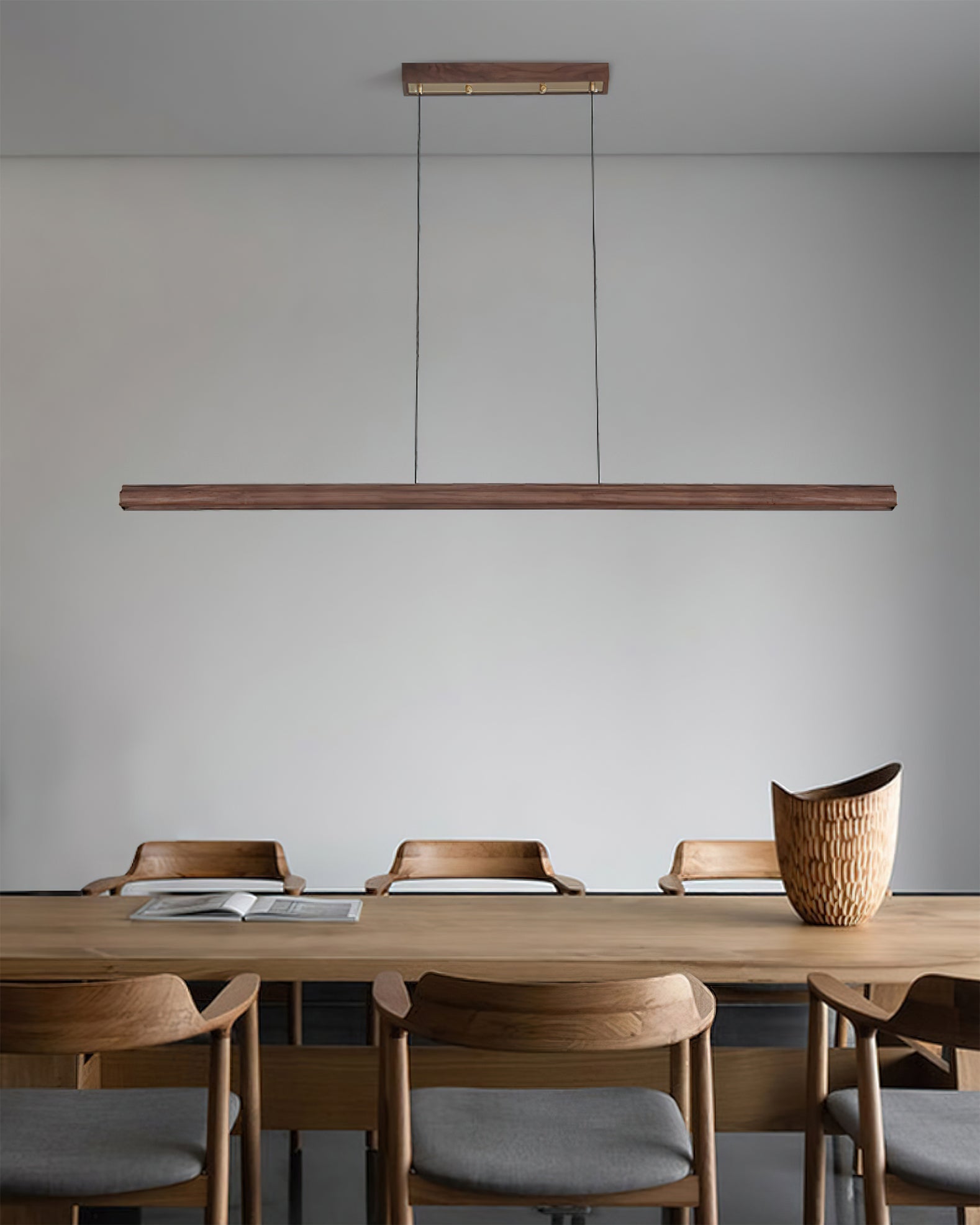 Aimee Cloud Chandelier Wooden Linear Form Minimalist