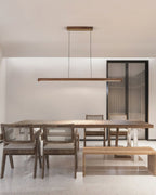 Aimee Cloud Chandelier Wooden Linear Form Minimalist