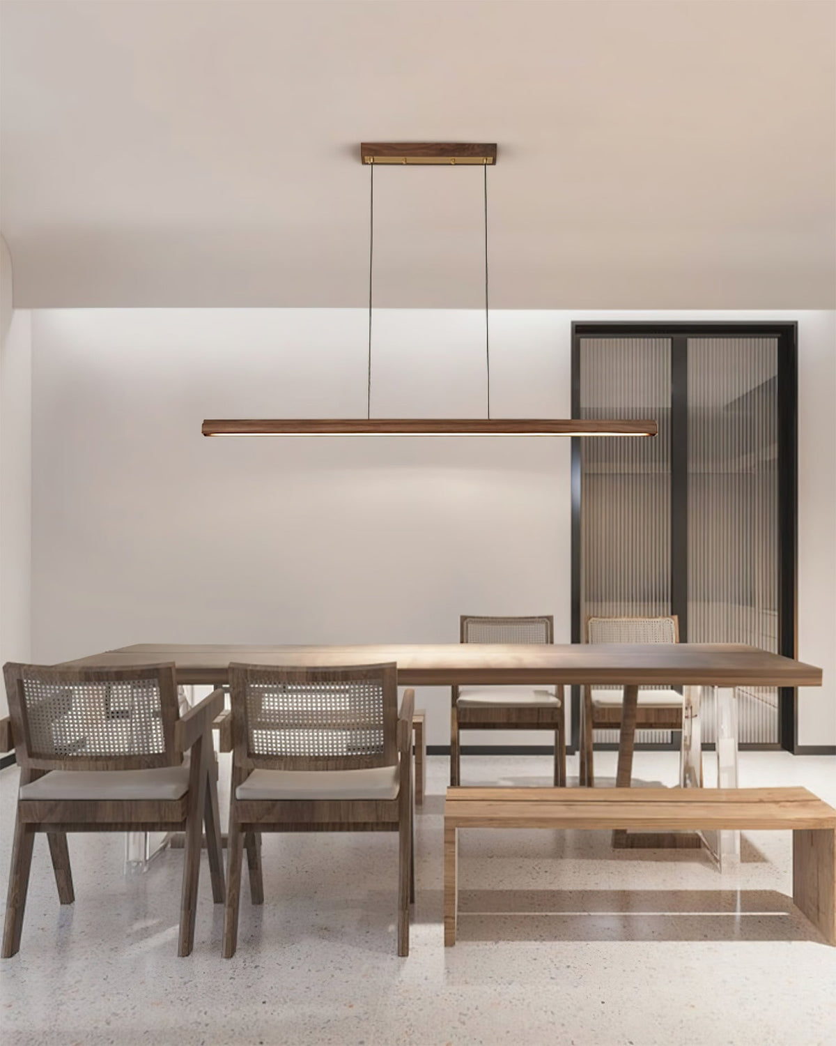Aimee Cloud Chandelier Wooden Linear Form Minimalist