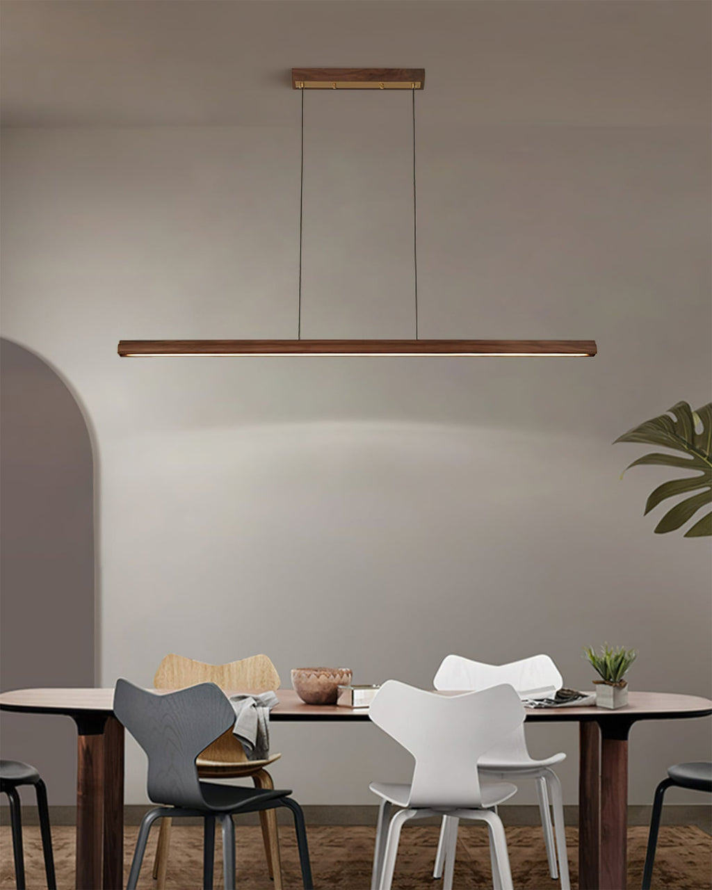 Aimee Cloud Chandelier Wooden Linear Form Minimalist