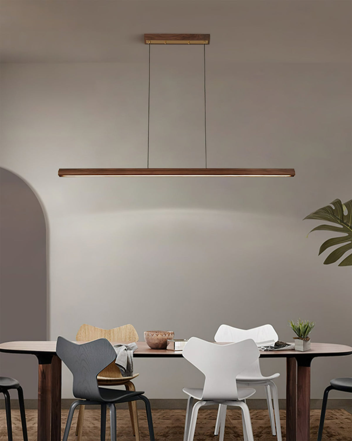 Aimee Cloud Chandelier Wooden Linear Form Minimalist