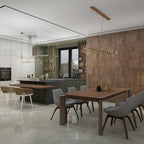 Lustra Chandelier Glass with Black Steel Linear