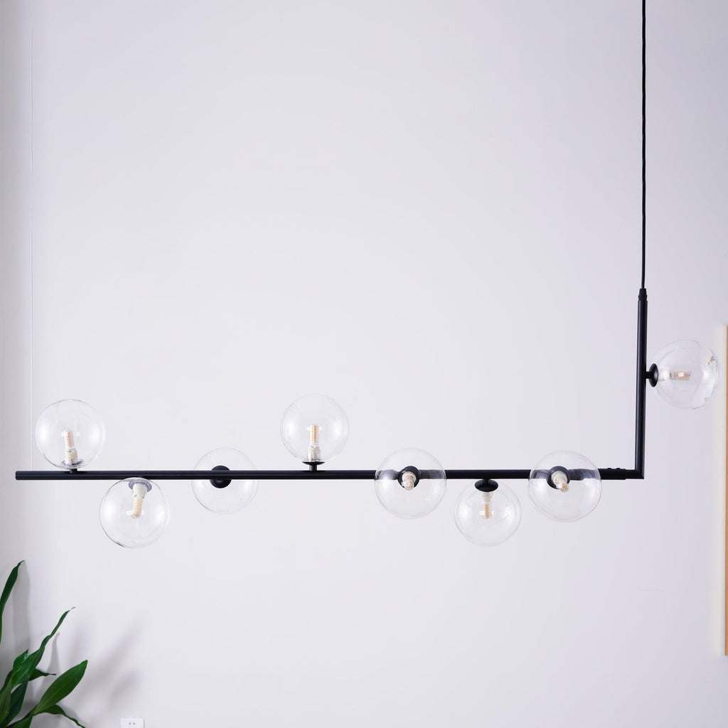 Lustra Chandelier Glass with Black Steel Linear