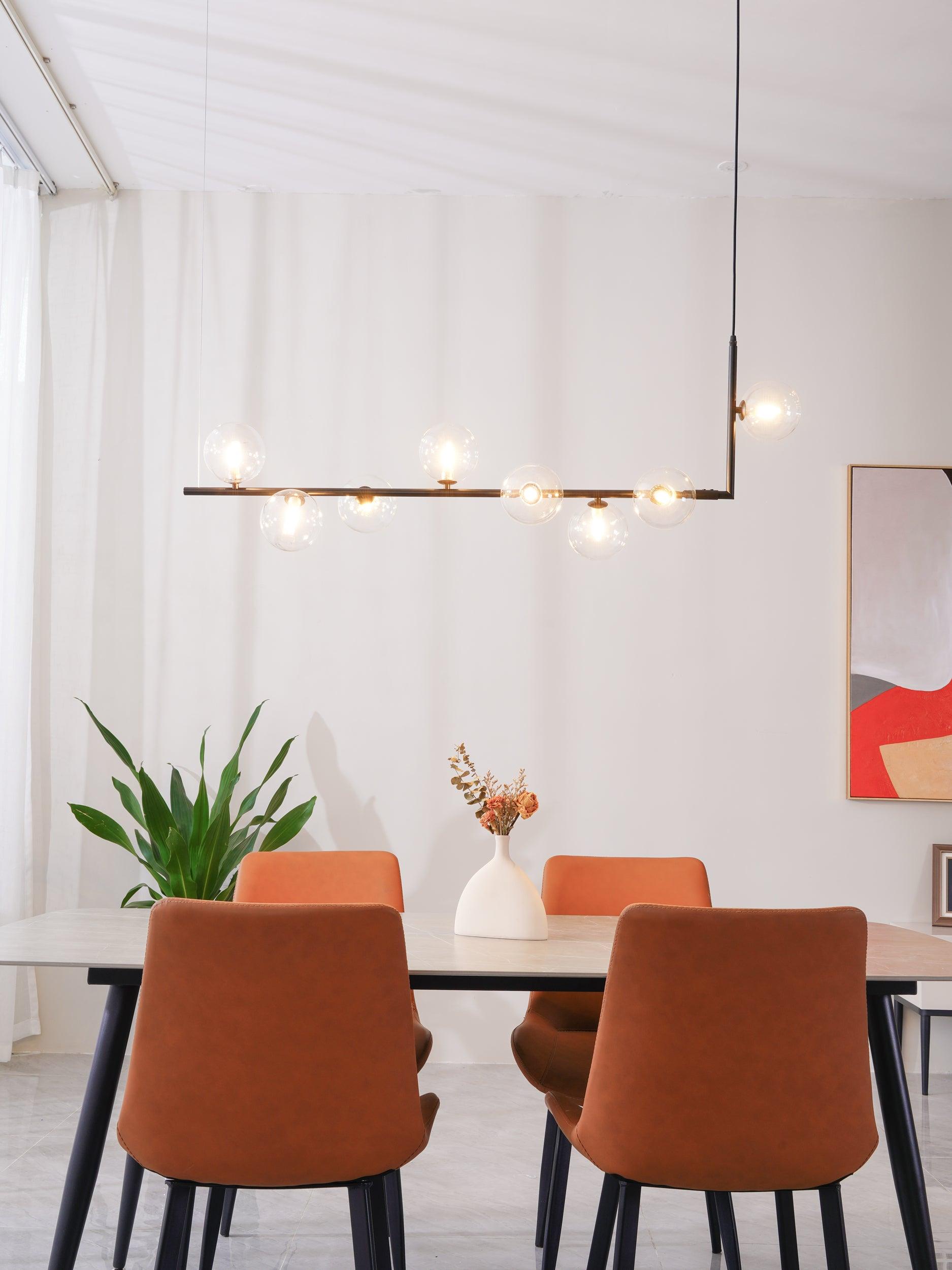 Lustra Chandelier Glass with Black Steel Linear