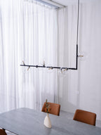 Lustra Chandelier Glass with Black Steel Linear
