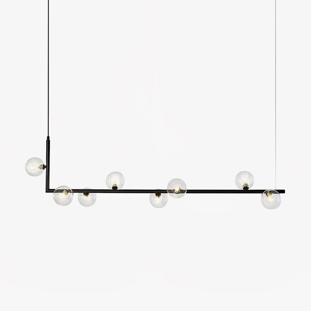 Lustra Chandelier Glass with Black Steel Linear