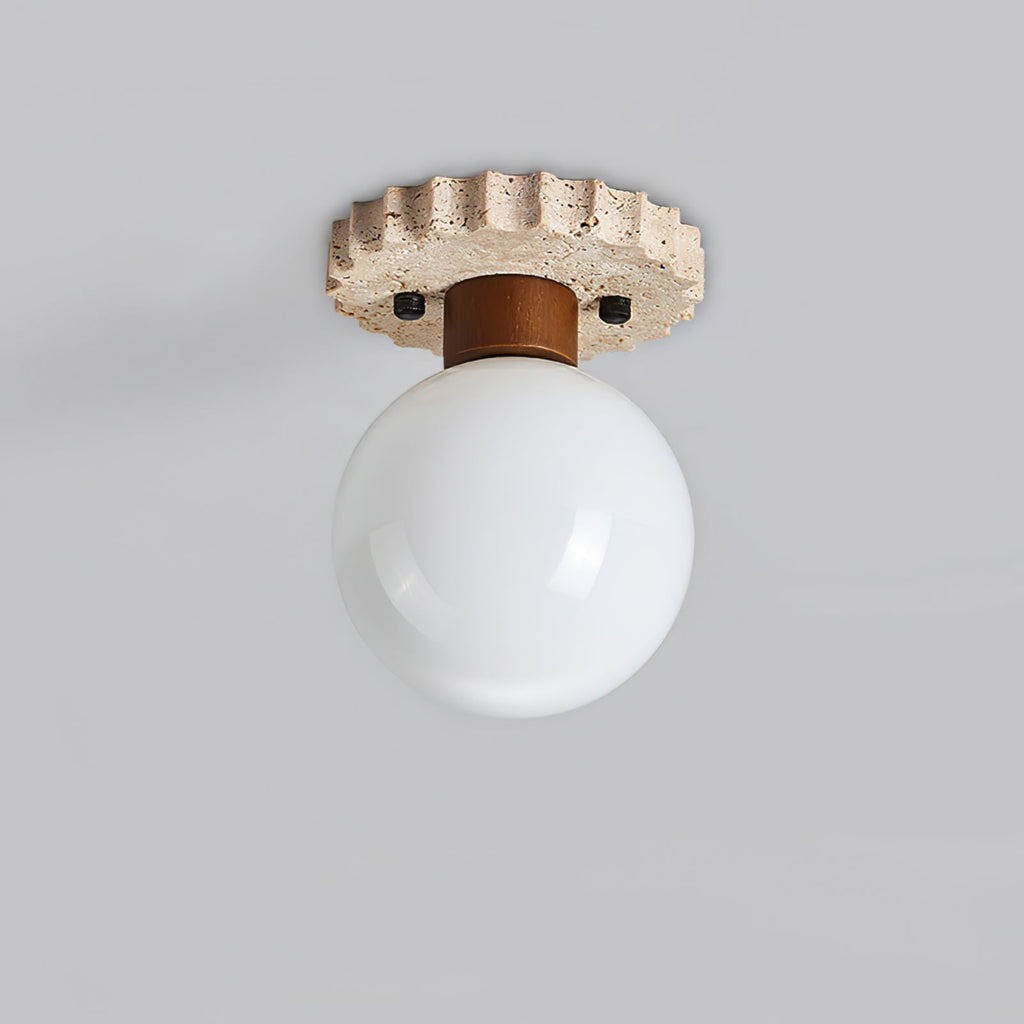 Neptune Travertine Globe Ceiling Light