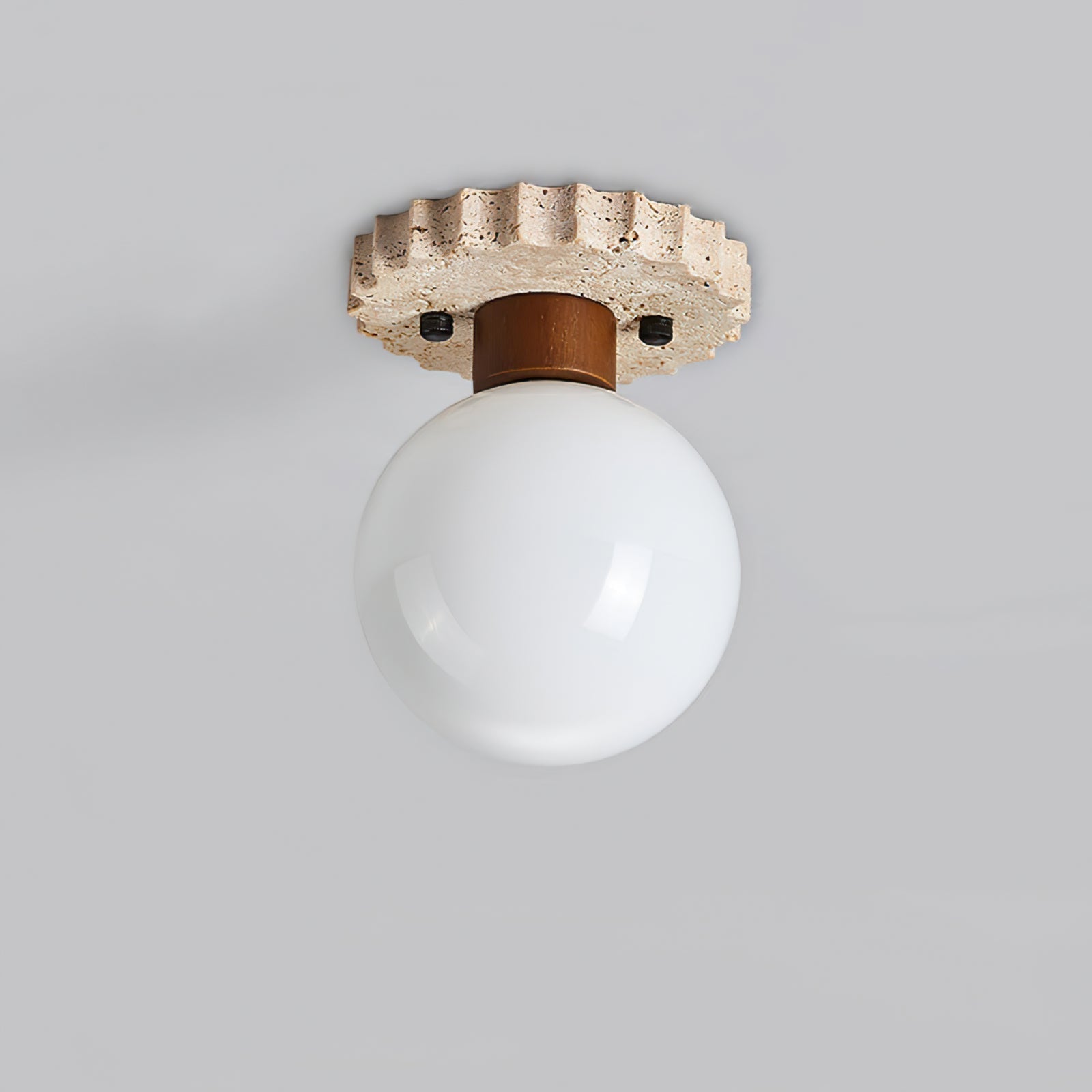 Neptune Travertine Globe Ceiling Light