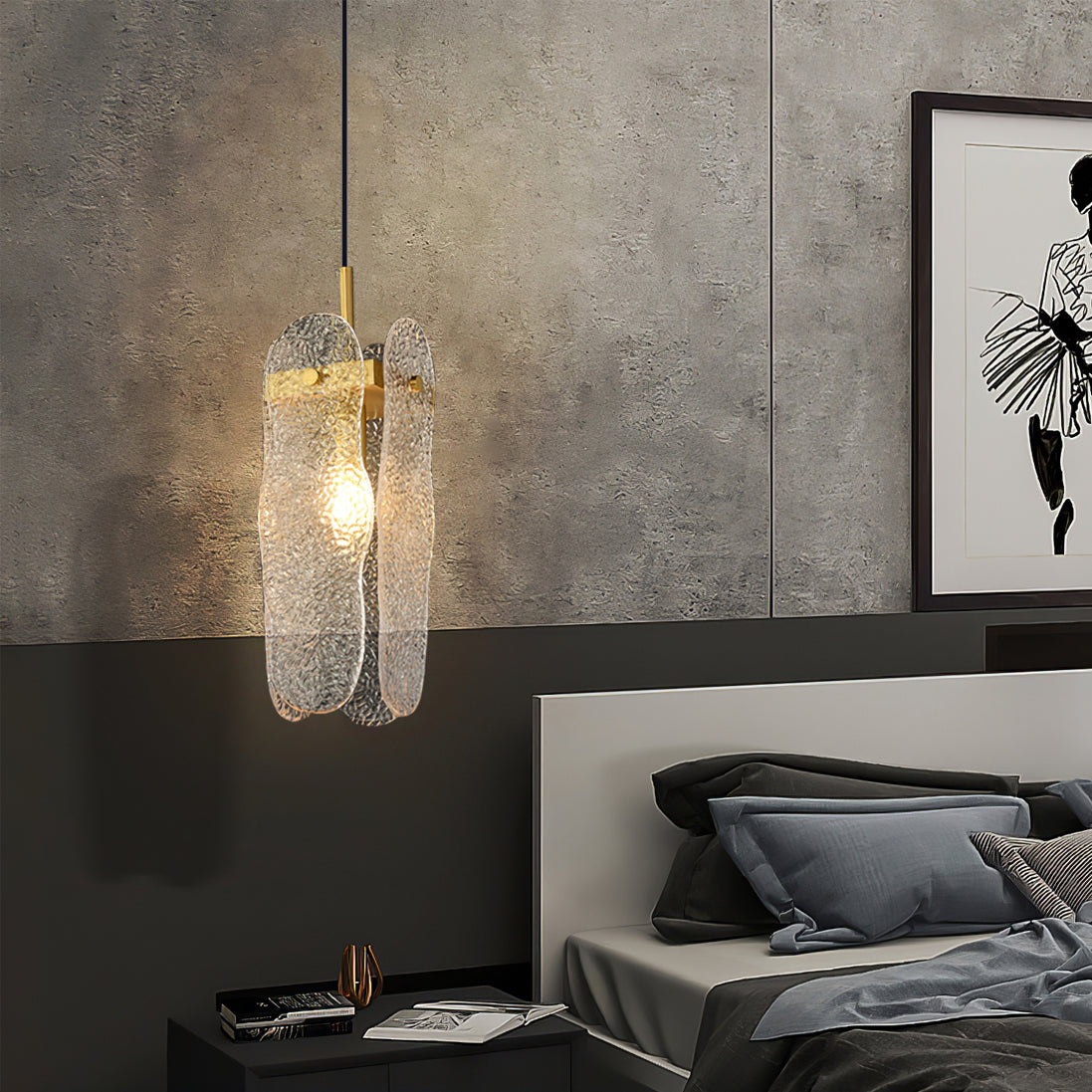 Aitian Pendant Lamp Glass Shade With Brass Dining