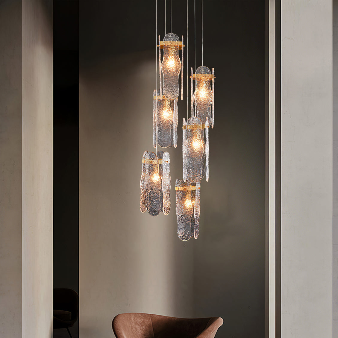 Aitian Pendant Lamp Glass Shade With Brass Dining