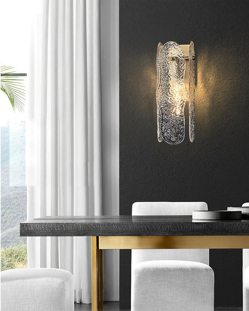 Aitian Wall Lamp Glass Shade With Brass Frame For Hallways