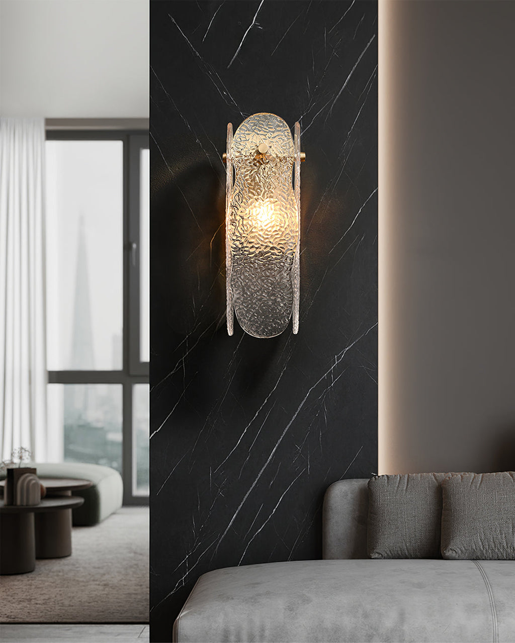 Aitian Wall Lamp Glass Shade With Brass Frame For Hallways