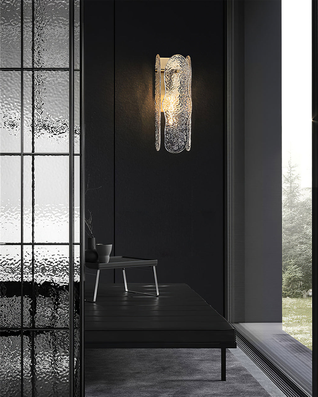 Aitian Wall Lamp Glass Shade With Brass Frame For Hallways