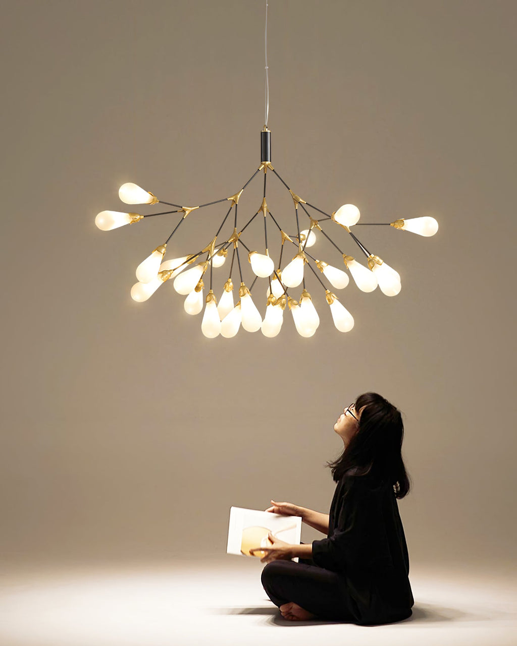 Aiwen Chandelier Branching Form With Smoke Glass Shades