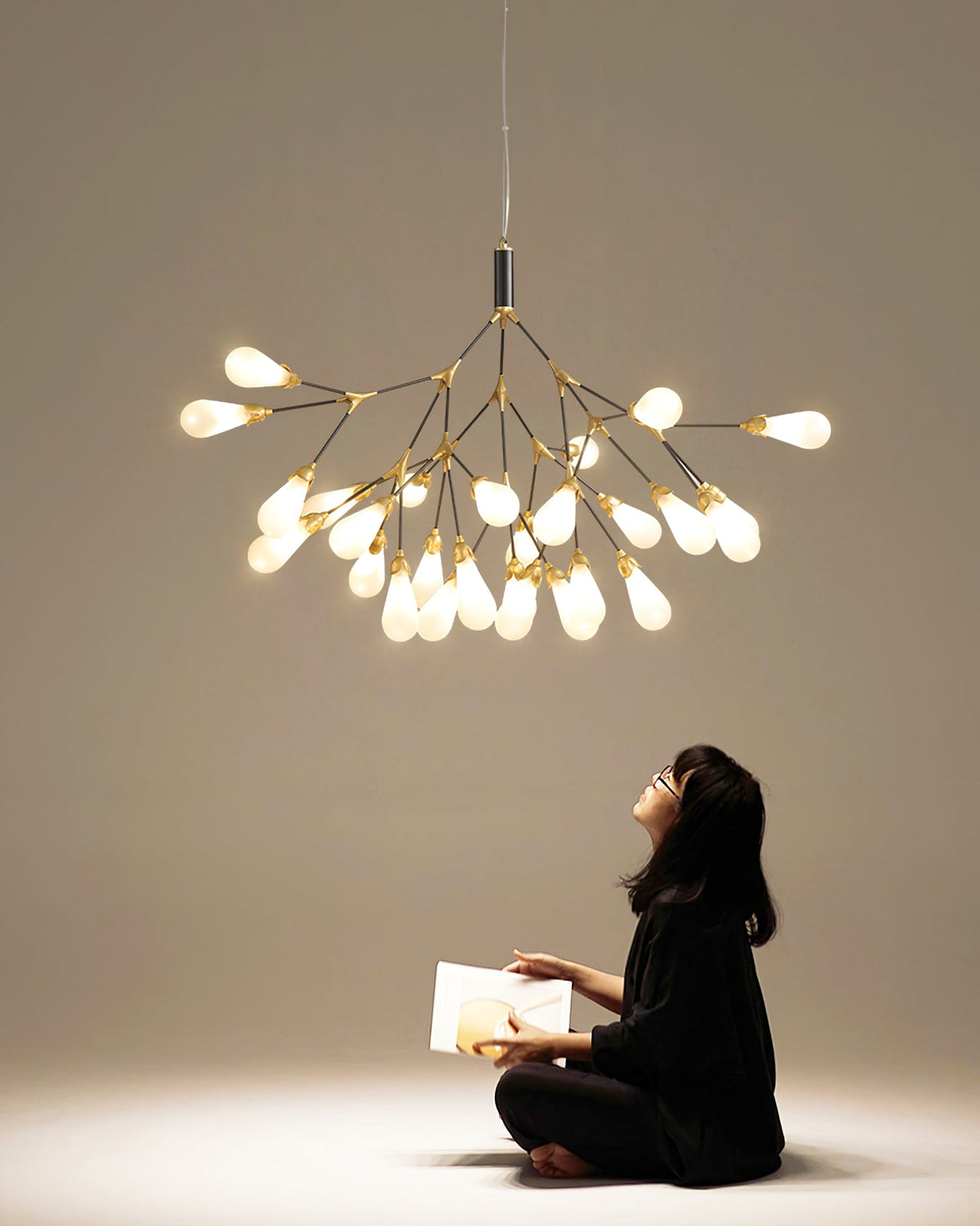 Aiwen Chandelier Branching Form With Smoke Glass Shades
