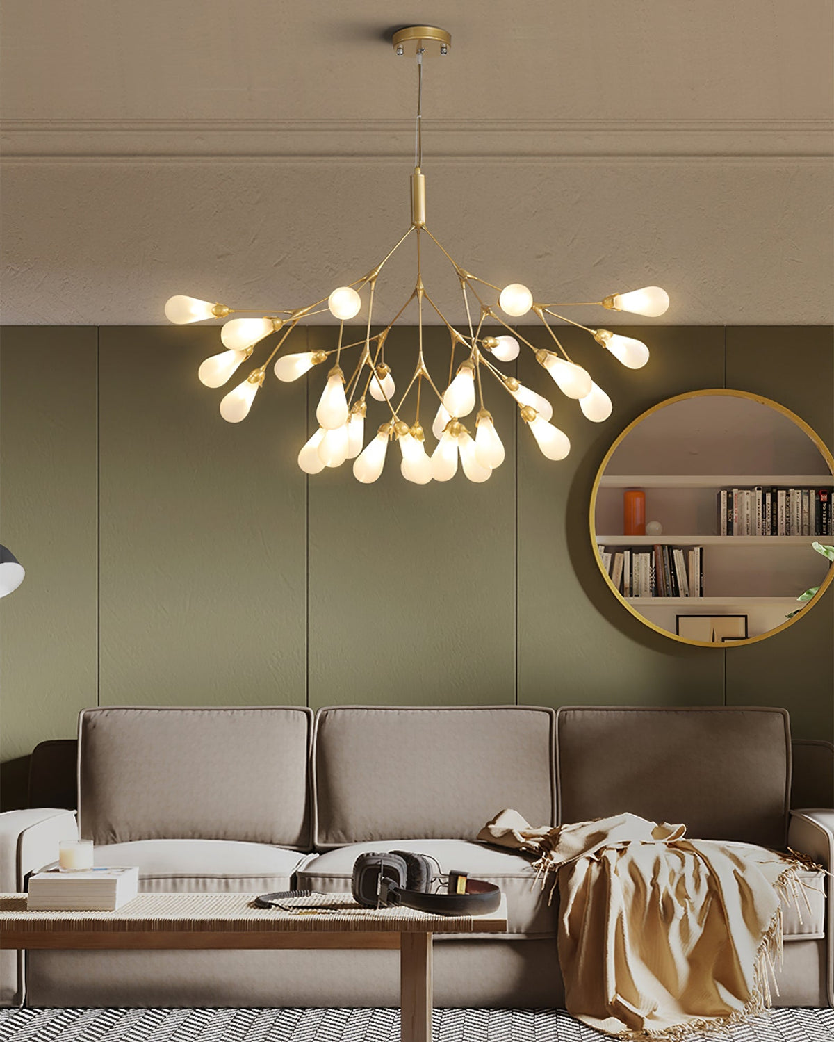 Aiwen Chandelier Branching Form With Smoke Glass Shades