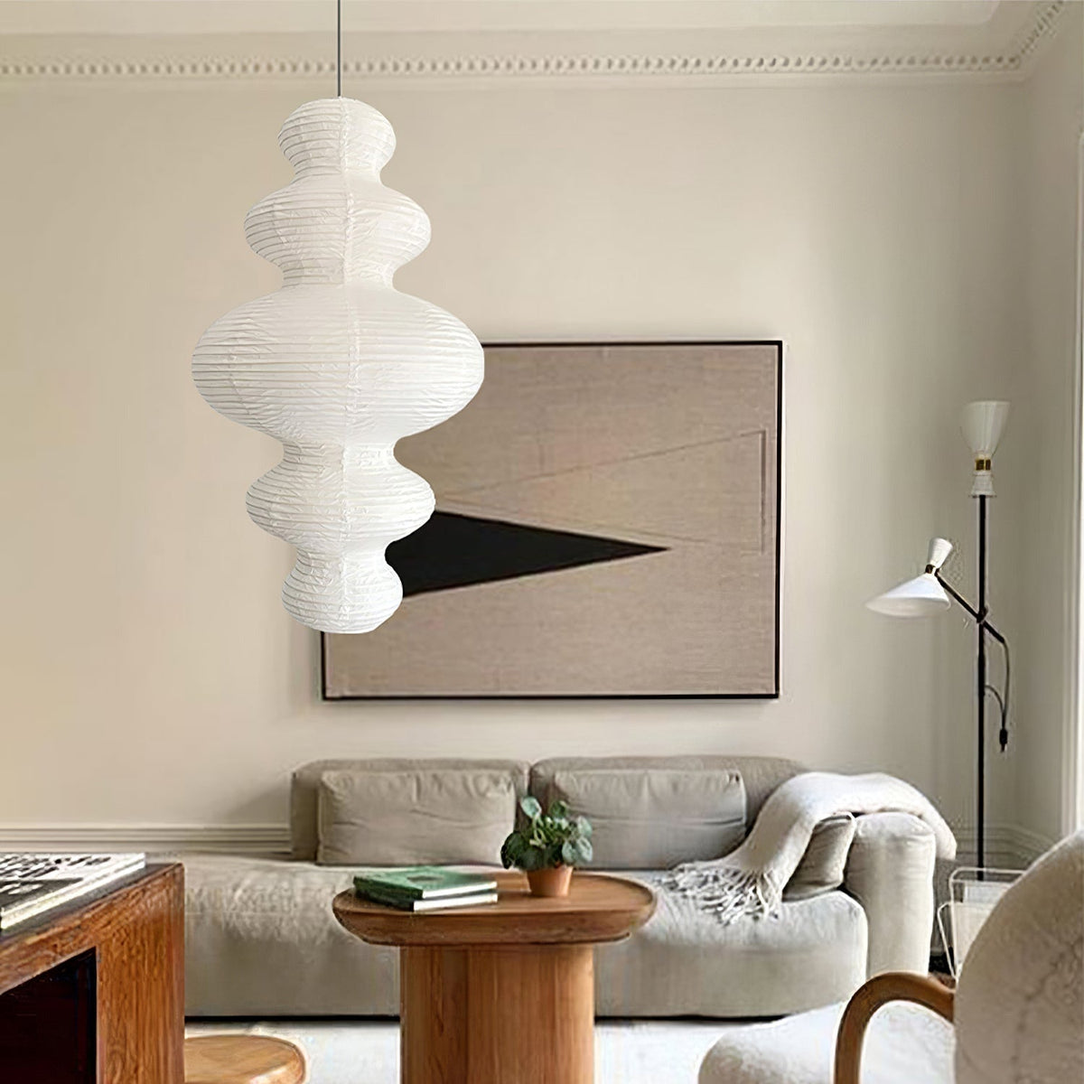 Ritta Japanese Sculptural Paper Pendant Light Plug-In