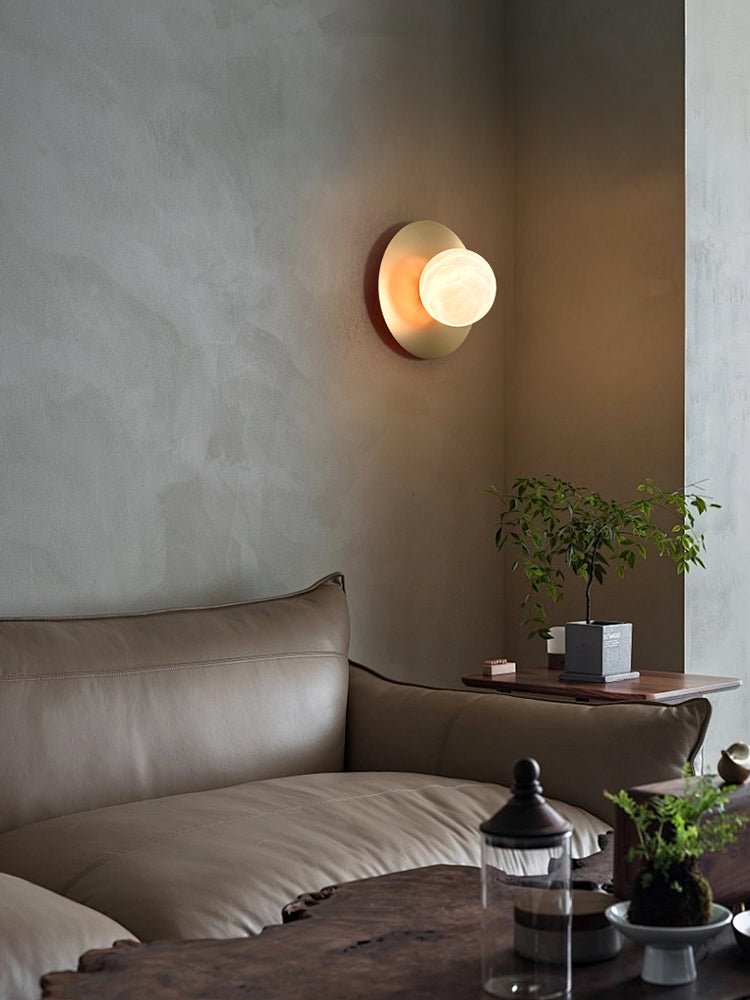 Orb Modern Alabaster & Brass Sconce