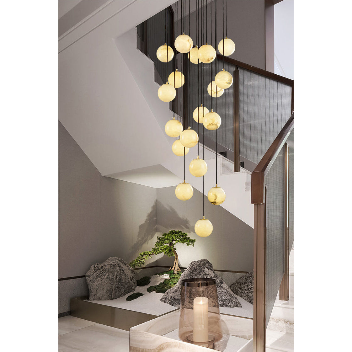 Goose Chandelier Alabaster Balls Cluster
