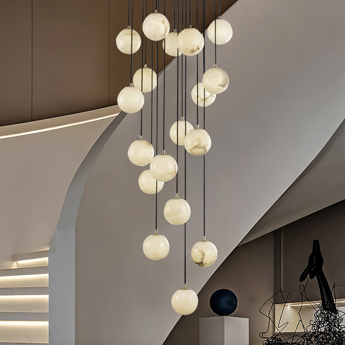 Goose Chandelier Alabaster Balls Cluster