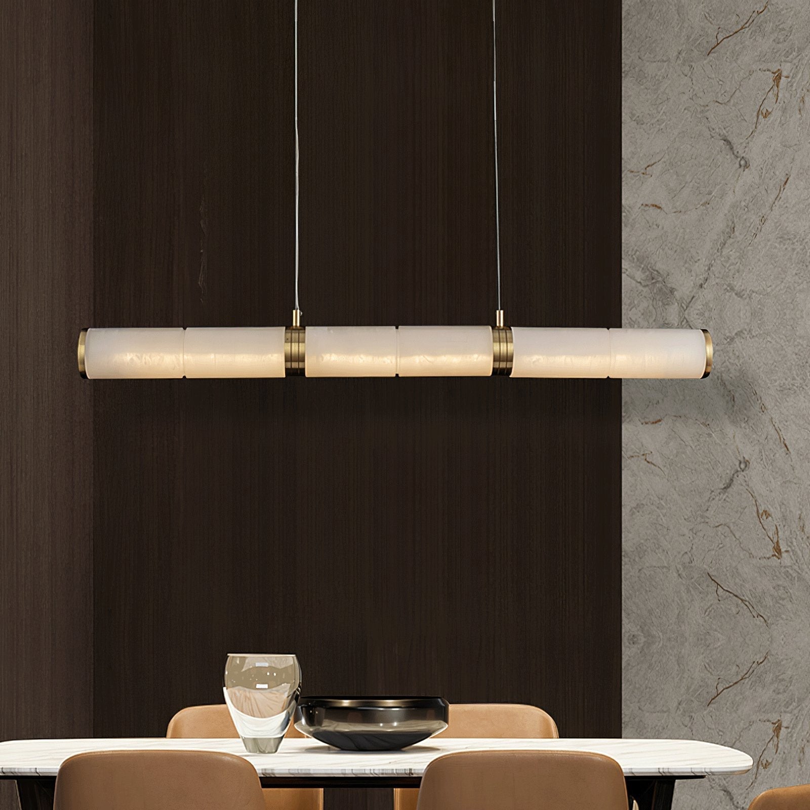 Eira Minimalist Alabaster Linear Pendant Light