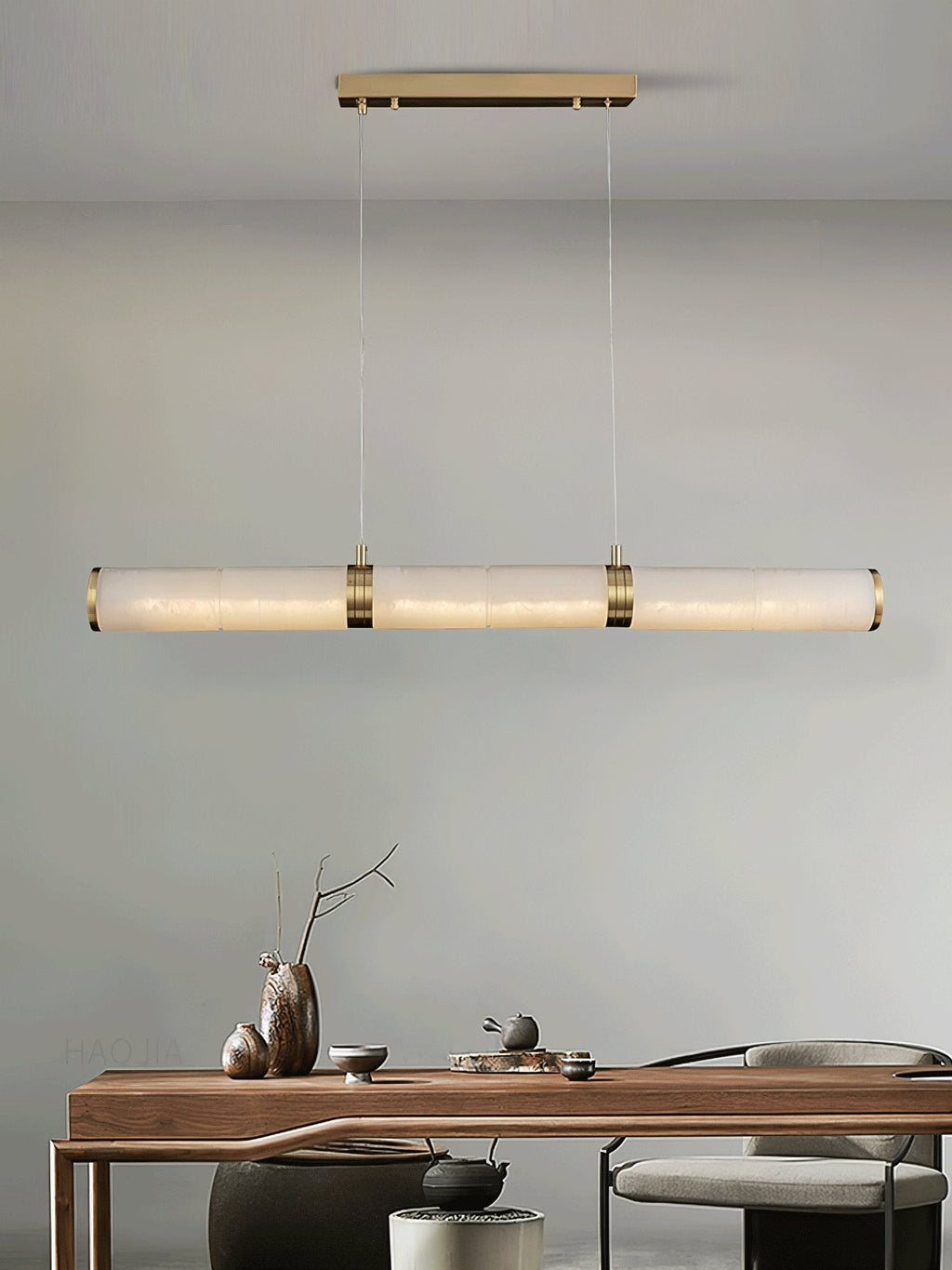 Eira Minimalist Alabaster Linear Pendant Light