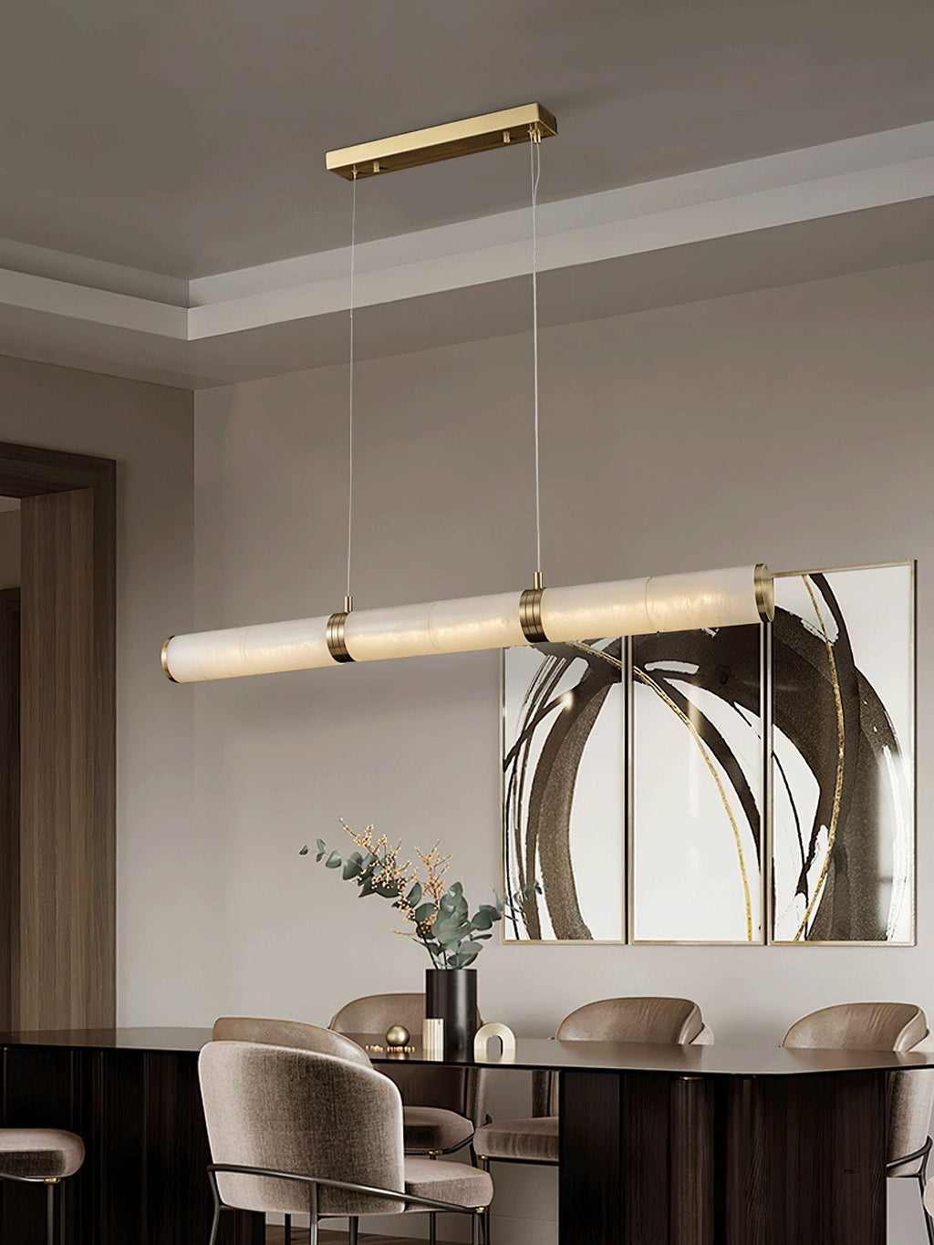 Eira Minimalist Alabaster Linear Pendant Light