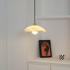Ritta Minimalist Alabaster Brass Dome Pendant Light - image 5