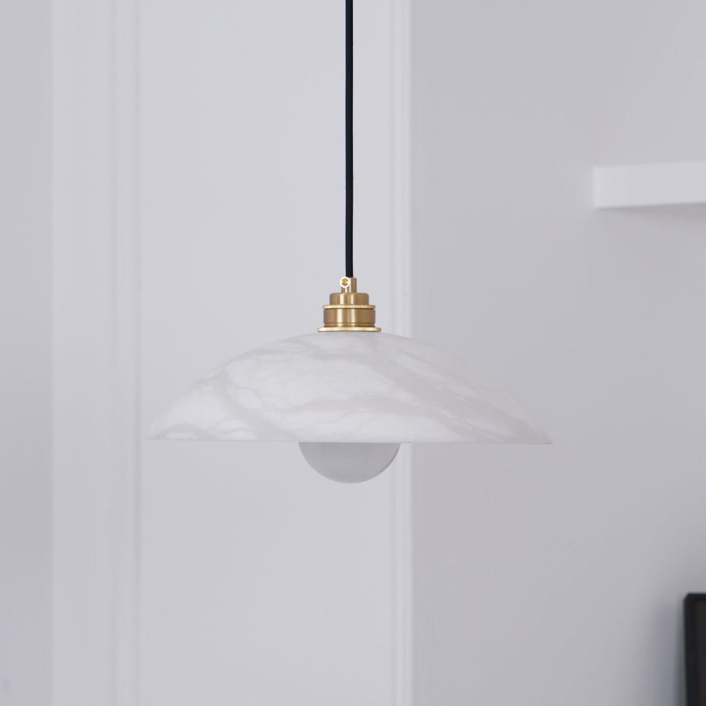 Ritta Minimalist Alabaster Brass Dome Pendant Light - image 16