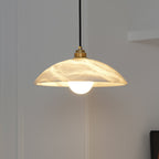 Ritta Minimalist Alabaster Brass Dome Pendant Light - image 3