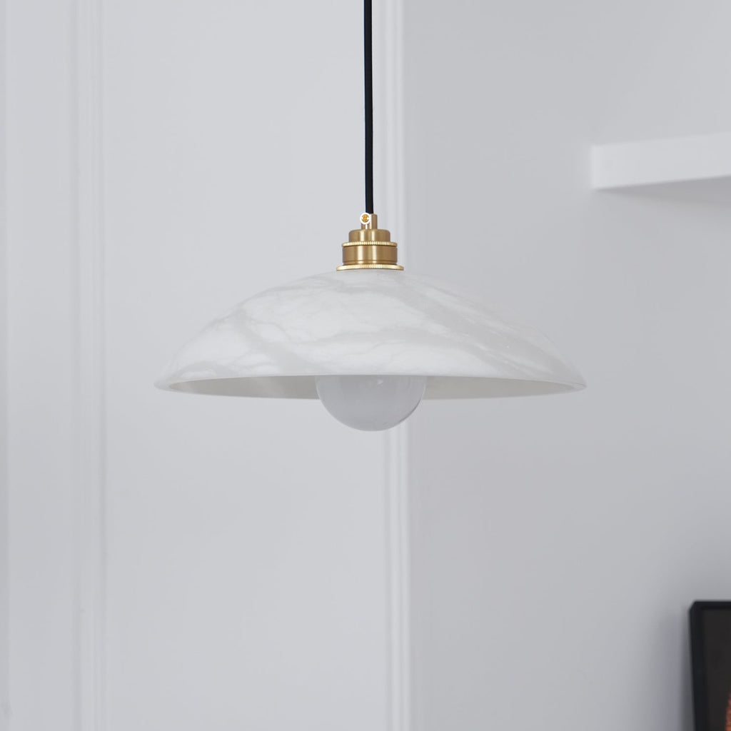 Ritta Minimalist Alabaster Brass Dome Pendant Light - image 17
