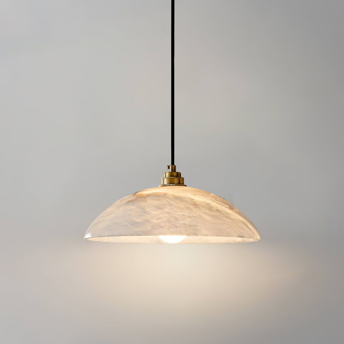 Ritta Minimalist Alabaster Brass Dome Pendant Light - image 12