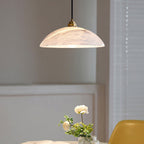 Ritta Minimalist Alabaster Brass Dome Pendant Light - image 13