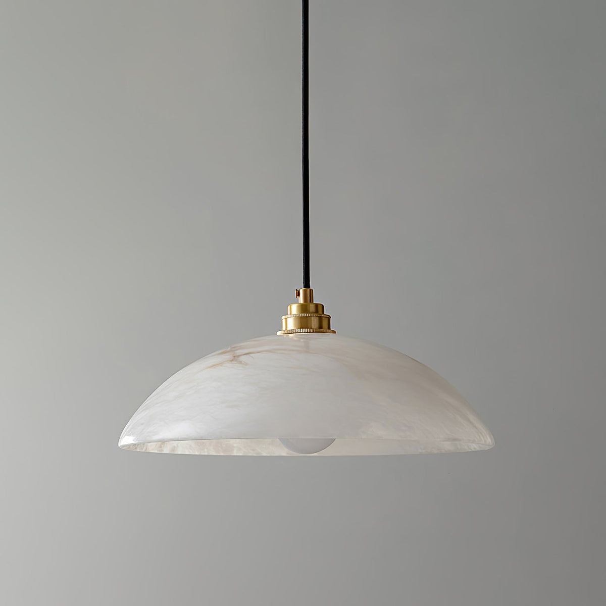 Ritta Minimalist Alabaster Brass Dome Pendant Light - image 14