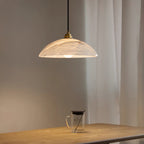 Ritta Minimalist Alabaster Brass Dome Pendant Light - image 6