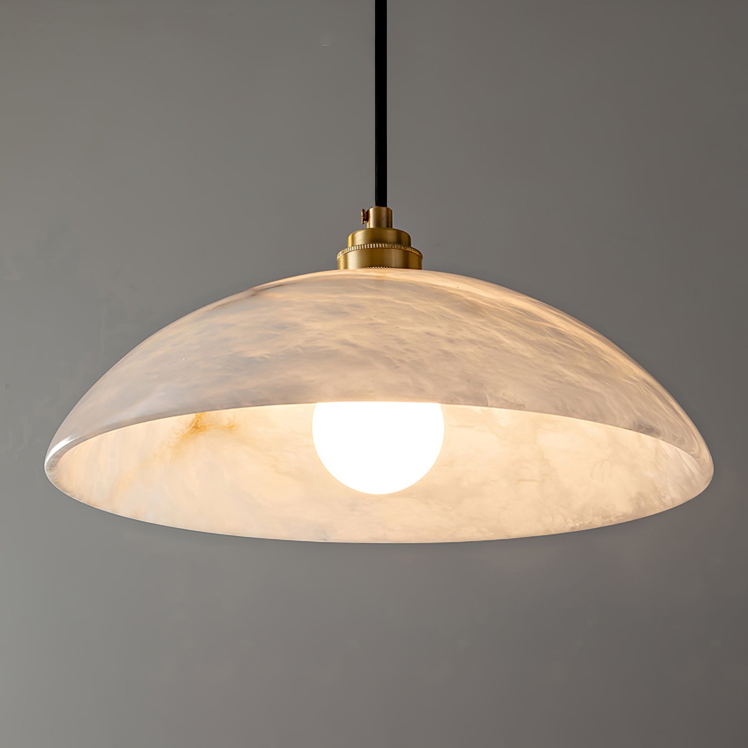 Ritta Minimalist Alabaster Brass Dome Pendant Light - image 7