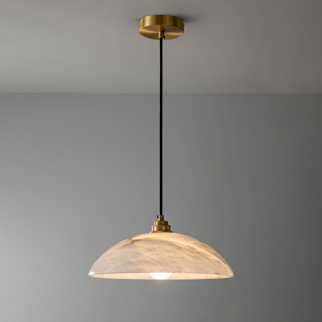 Ritta Minimalist Alabaster Brass Dome Pendant Light - image 8