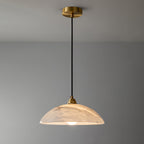 Ritta Minimalist Alabaster Brass Dome Pendant Light - image 8